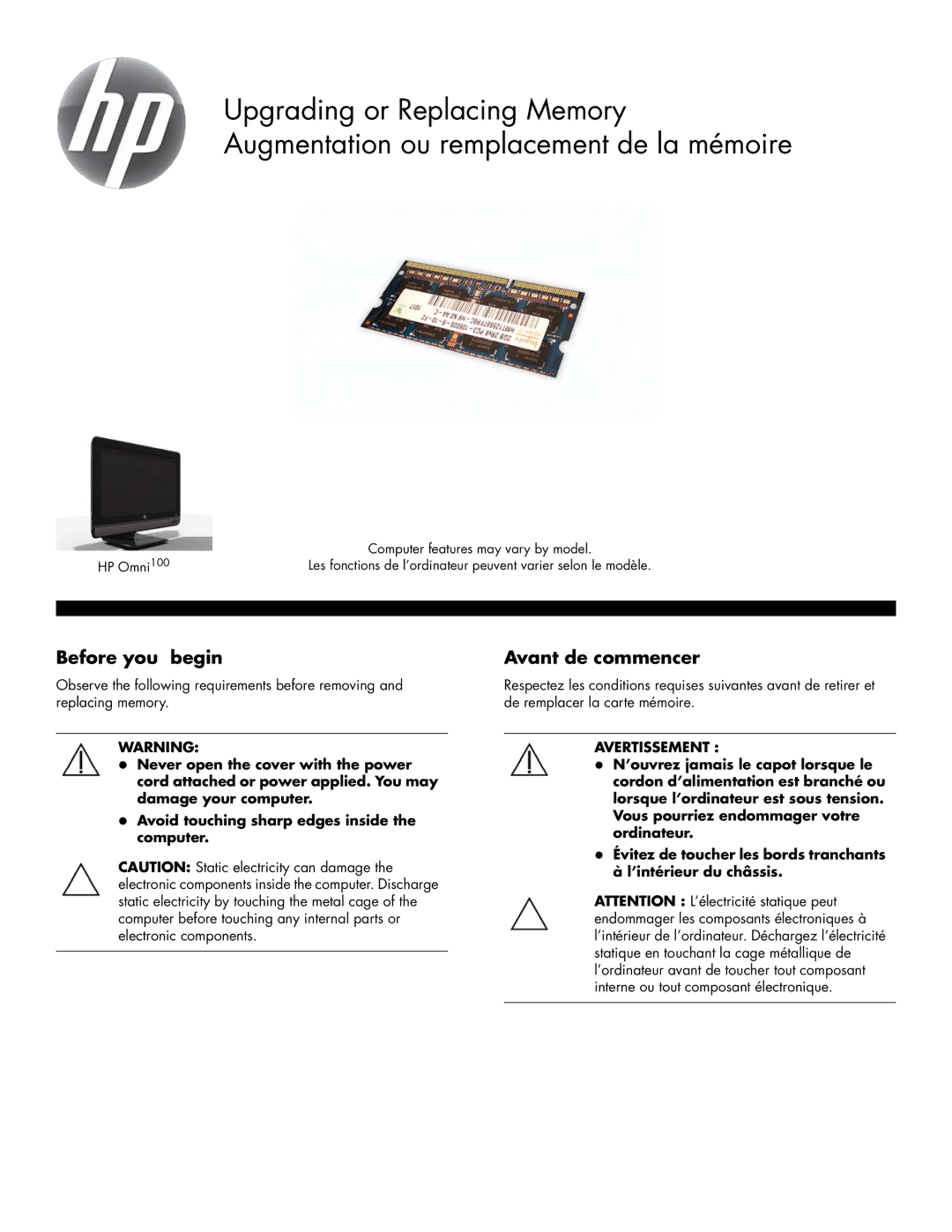 HP 100-5151, 100-5155, 100-5154, 100-5157, 100-5152, 100-5052, 100-5050, 100-5000z, 100-5200z, 100-6100t manual Before you begin 