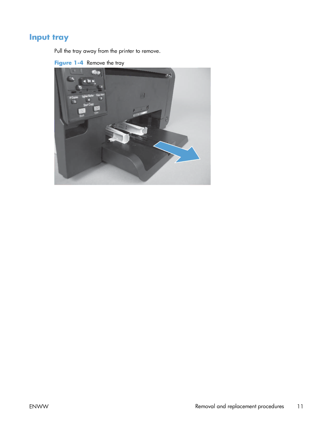 HP 100 CE866A manual Input tray, 4Remove the tray 