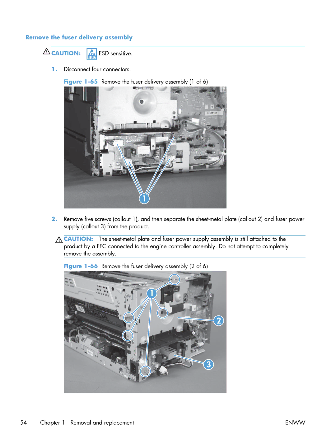 HP 100 CE866A manual Remove the fuser delivery assembly 