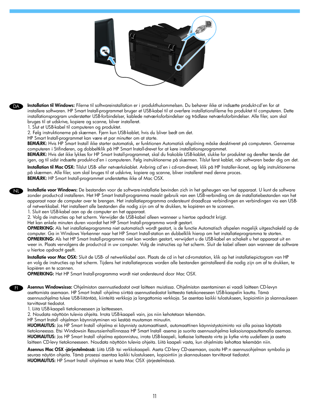 HP 100 color MFP M175a manual Slut et USB-kabel til computeren og produktet, Hiertoe opdracht geeft, Kopiëren en te scannen 