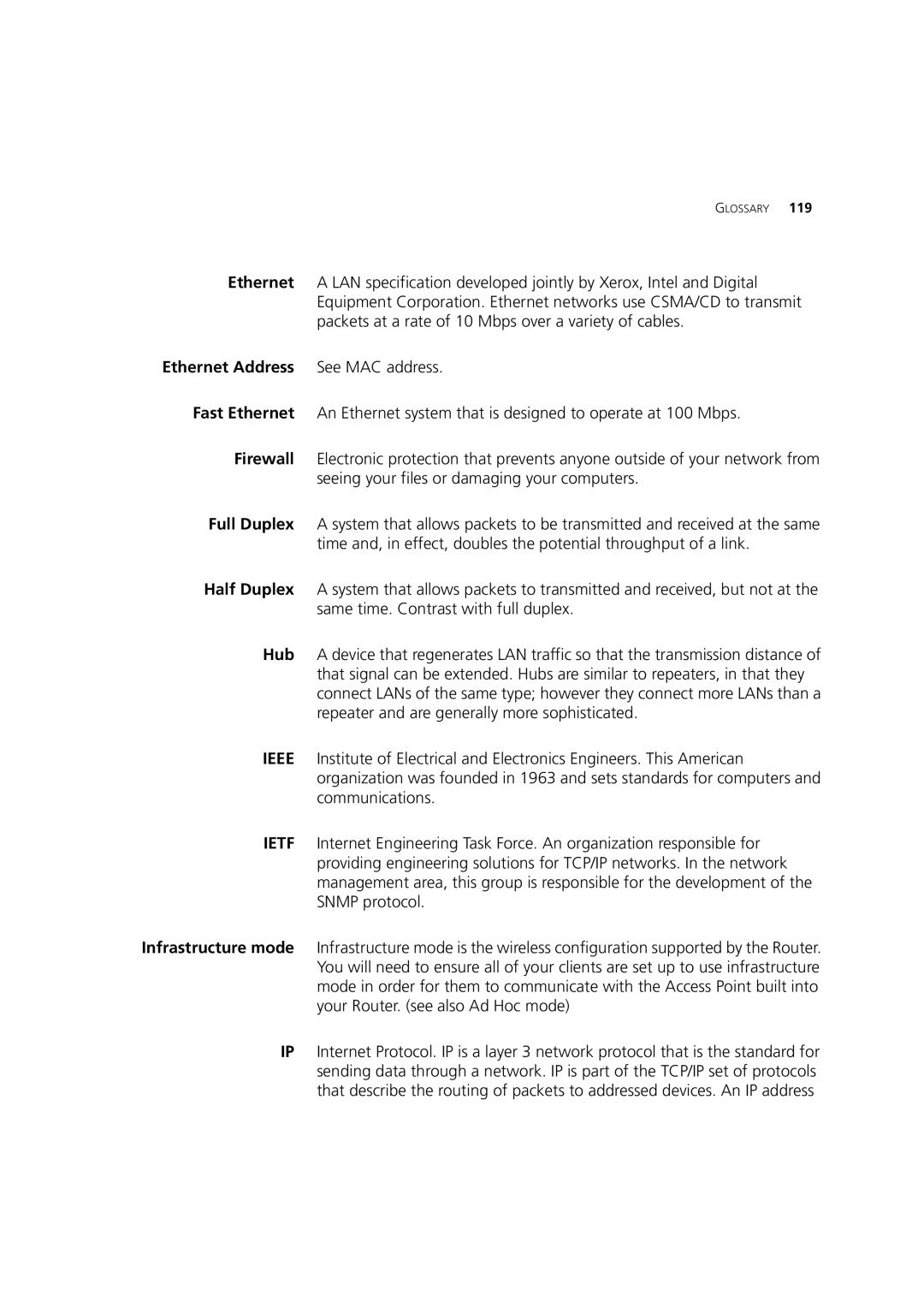 HP 100 Router manual Ethernet Address See MAC address 