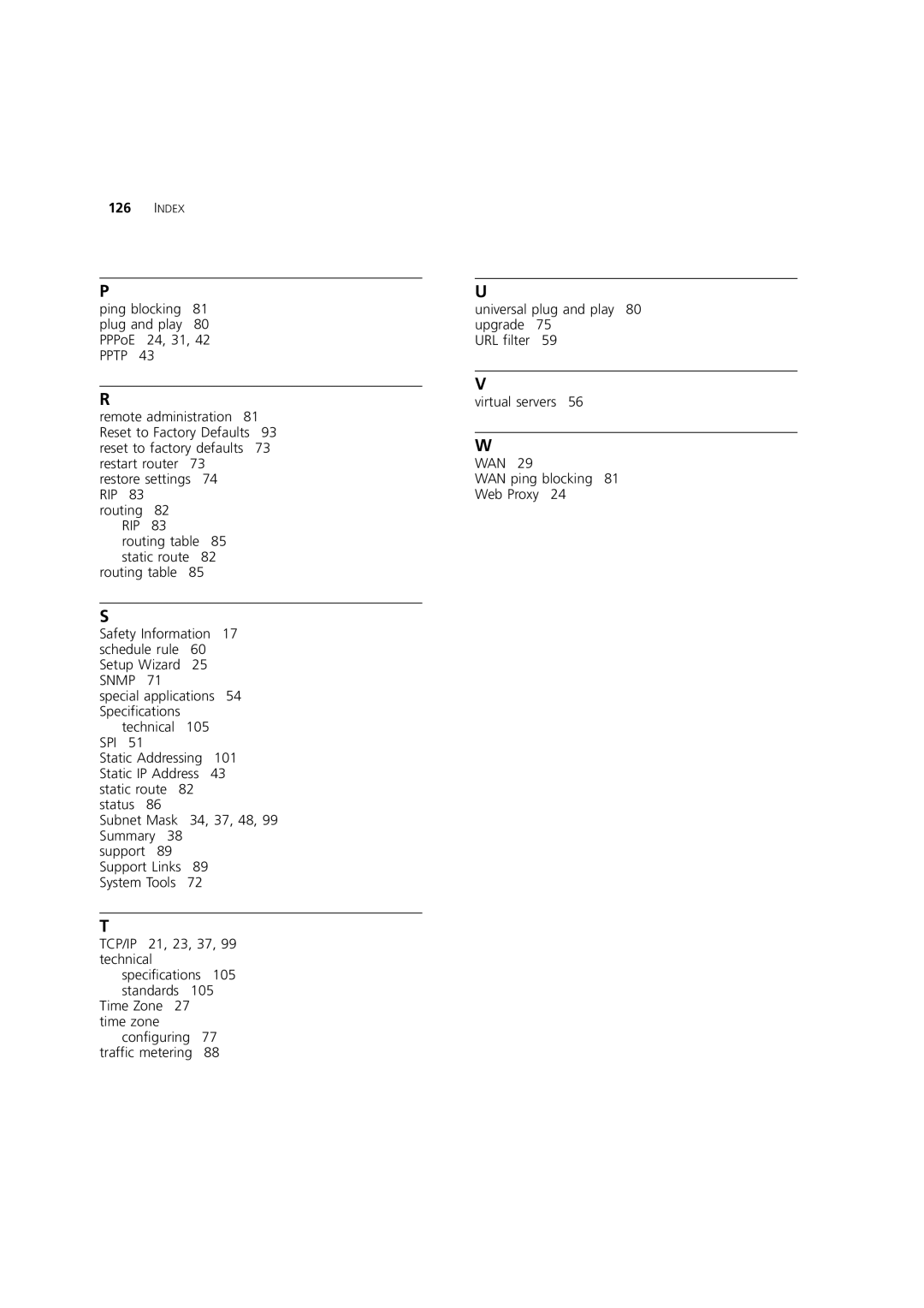 HP 100 Router manual Index 