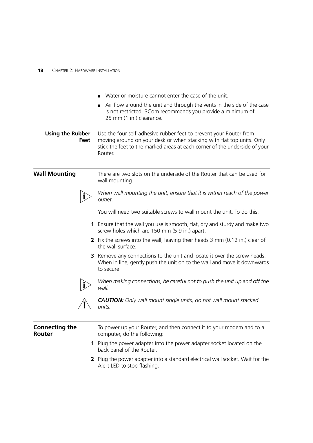 HP 100 Router manual Wall Mounting, Connecting, Computer, do the following 