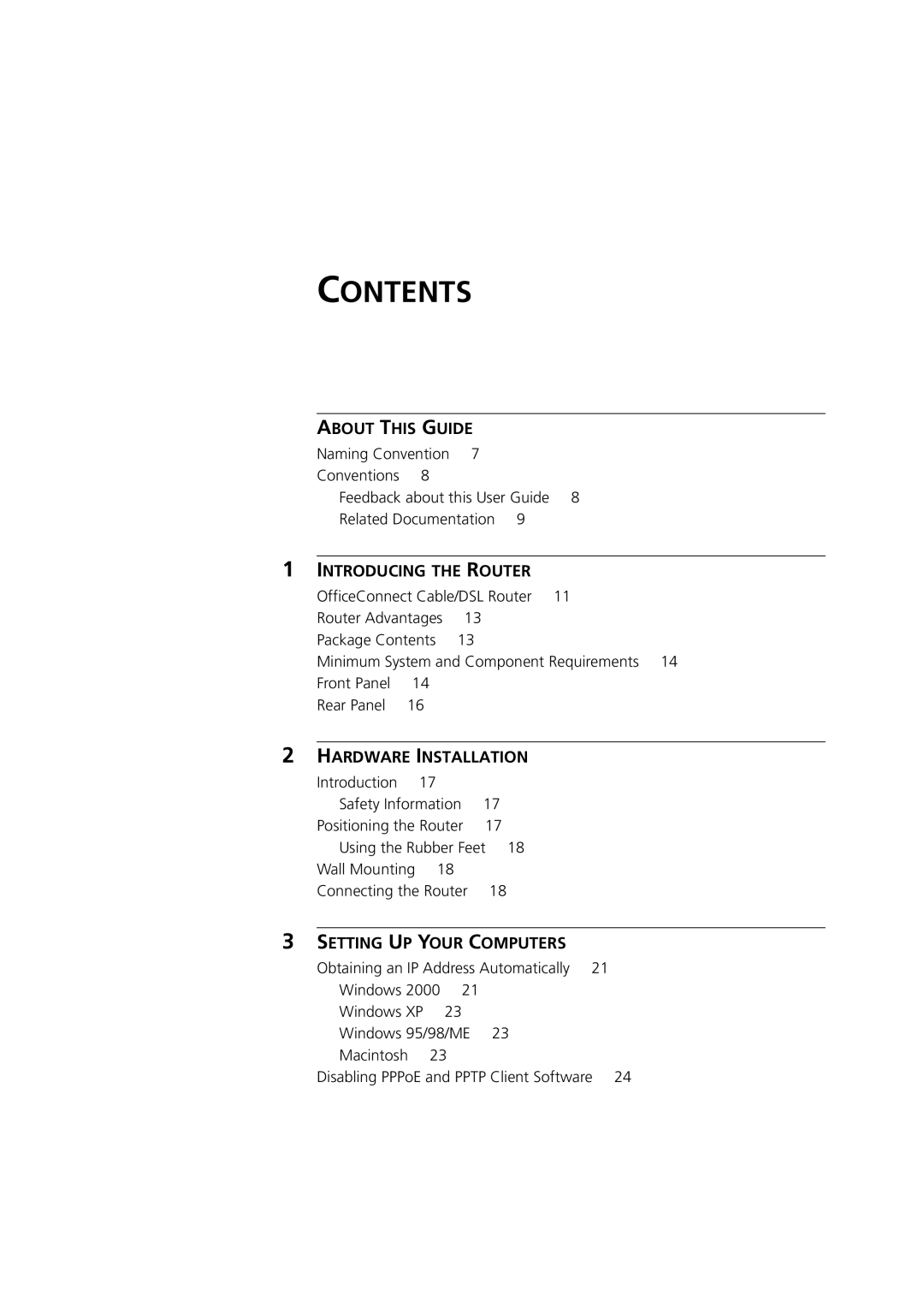 HP 100 Router manual Contents 