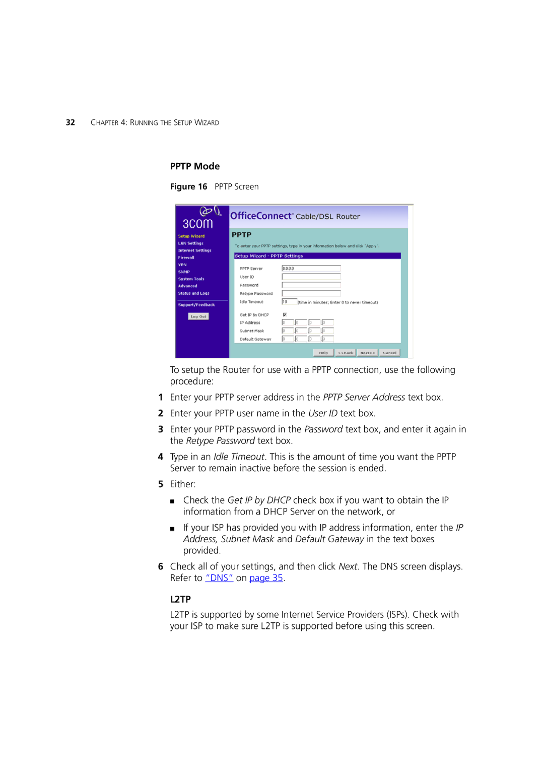 HP 100 Router manual Pptp Mode, L2TP 