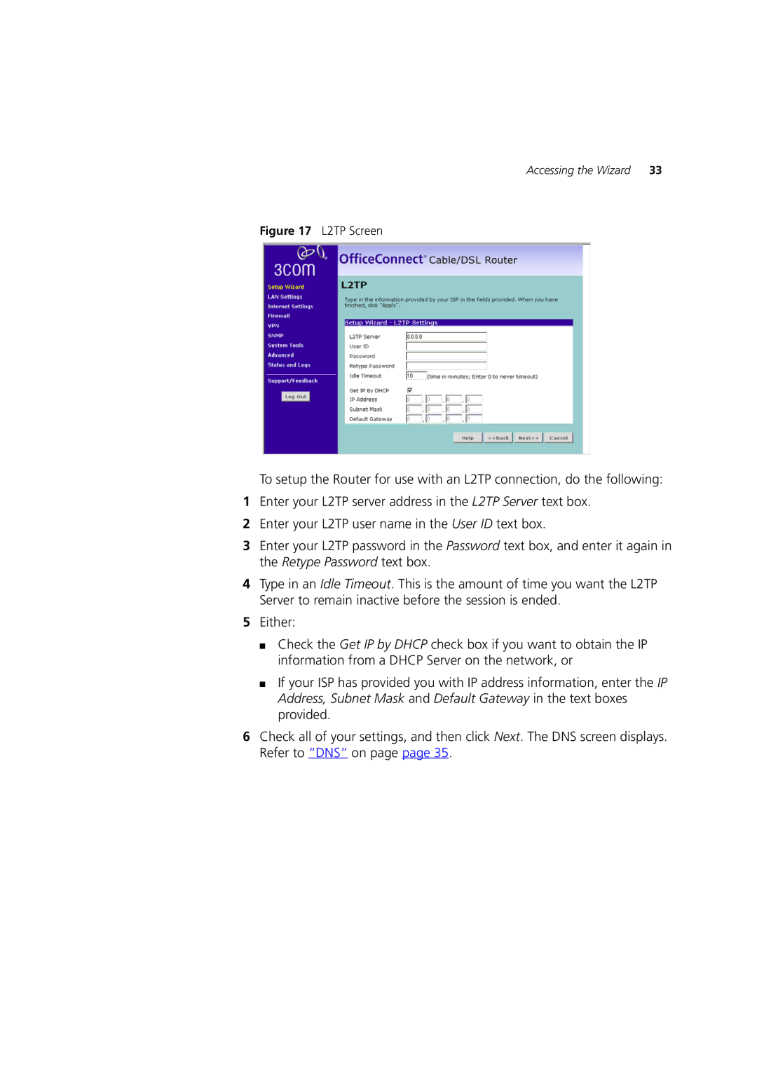 HP 100 Router manual L2TP Screen 