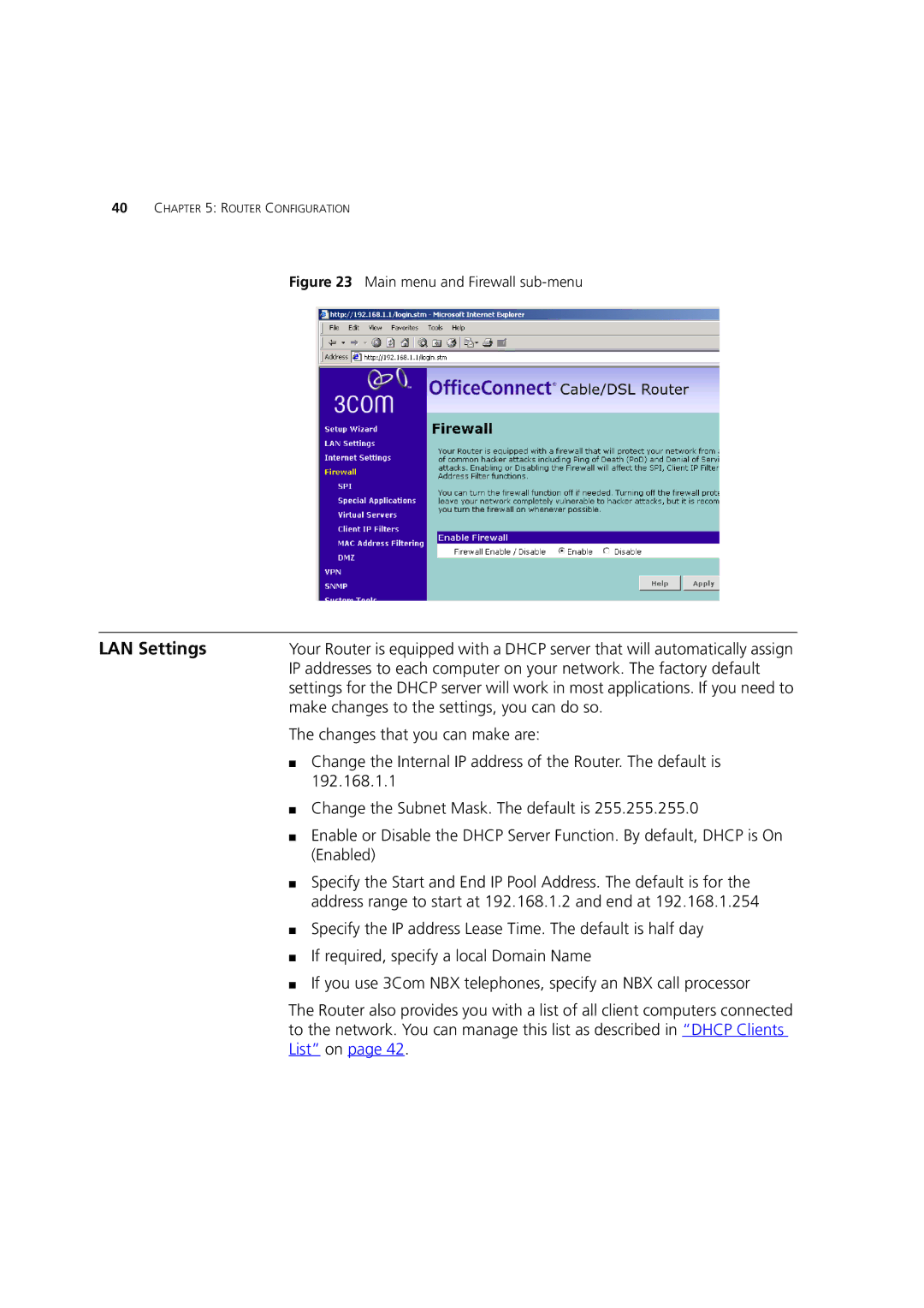 HP 100 Router manual LAN Settings 