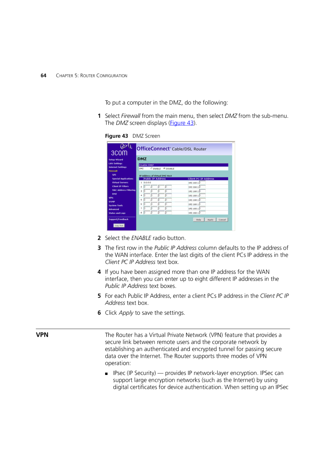 HP 100 Router manual Vpn, Operation 