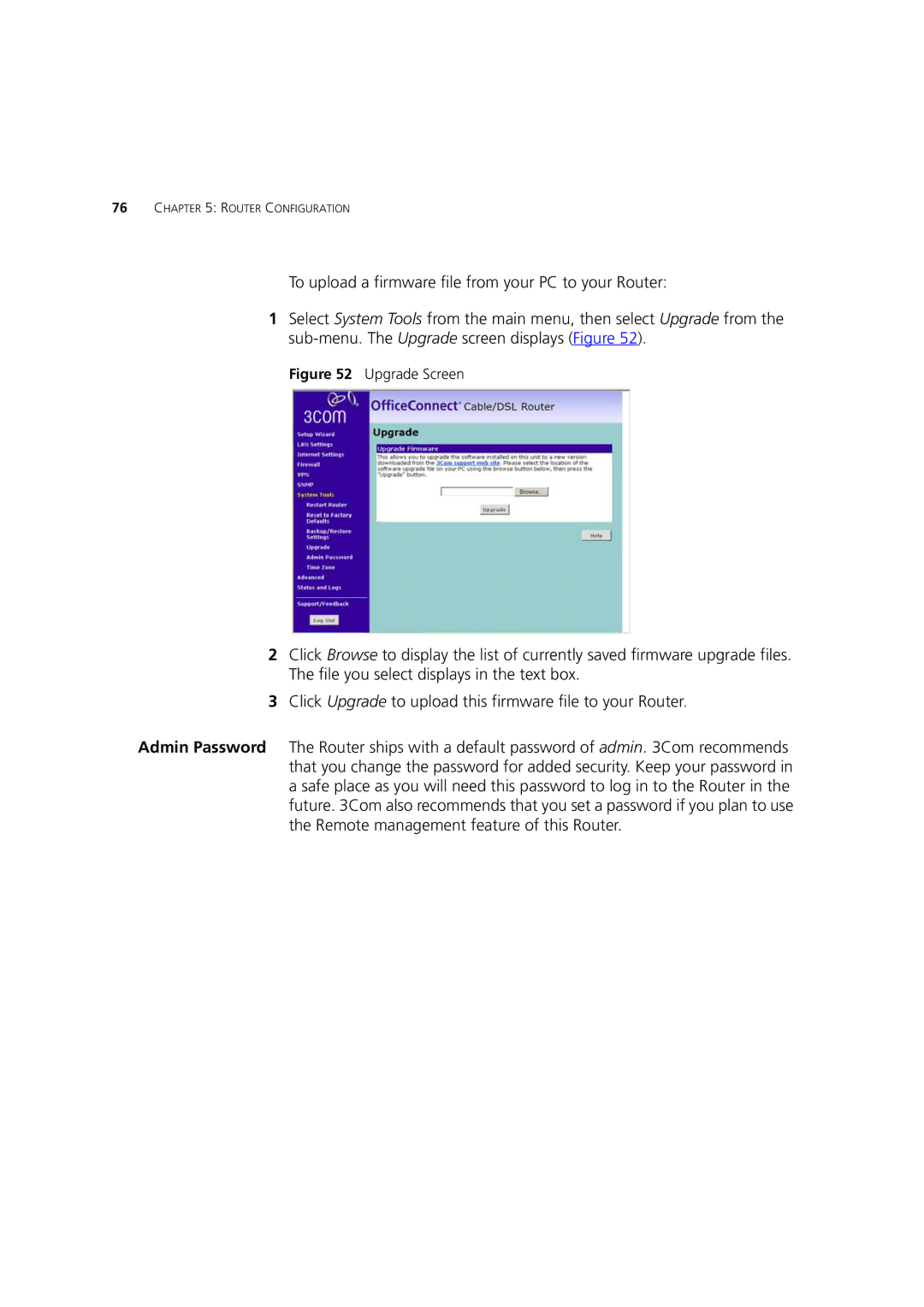 HP 100 Router manual Upgrade Screen 