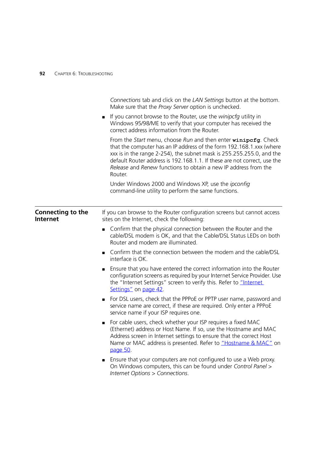 HP 100 Router manual Connecting to, Internet 