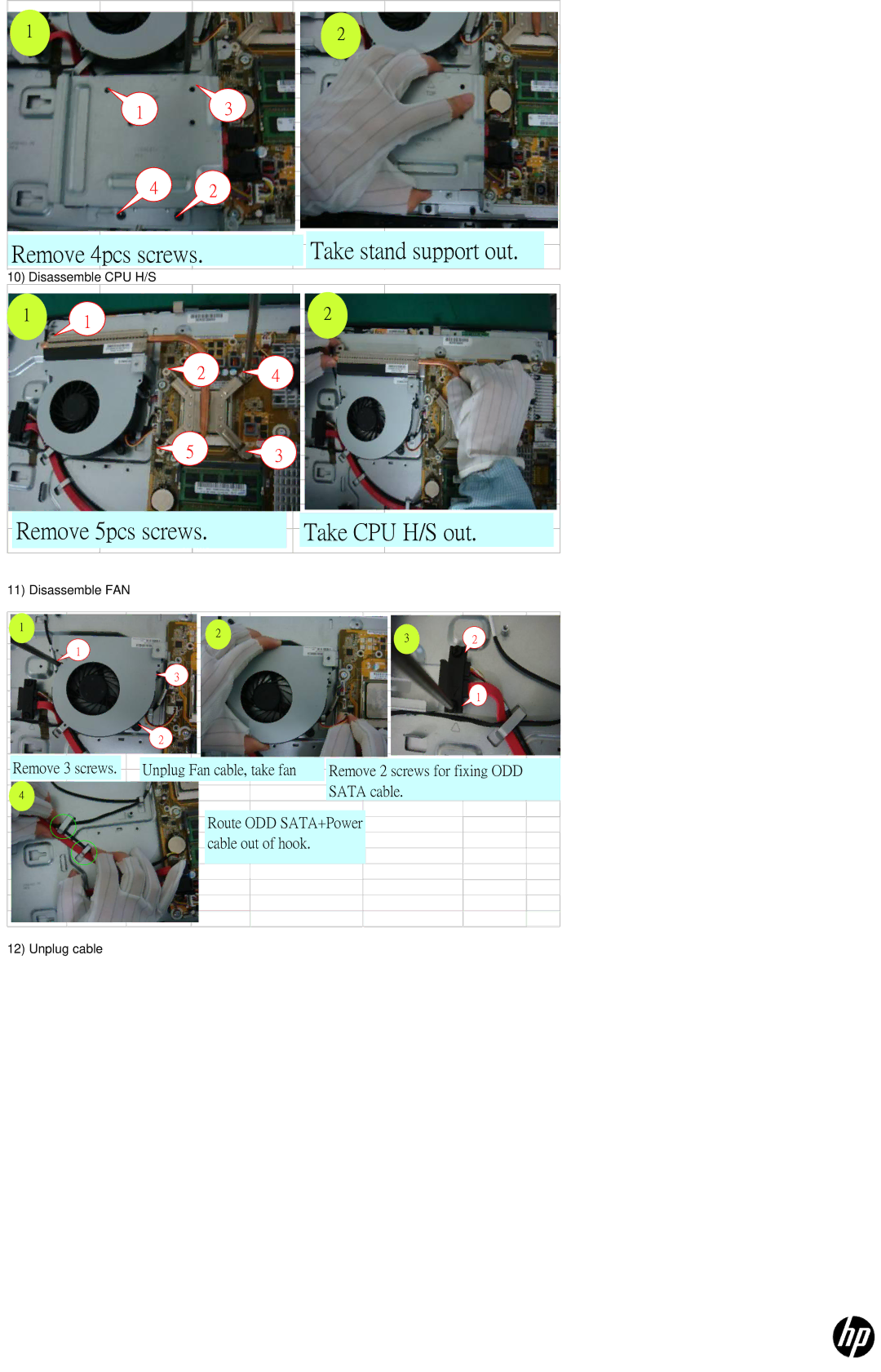 HP 100 manual Remove 4pcs screws 