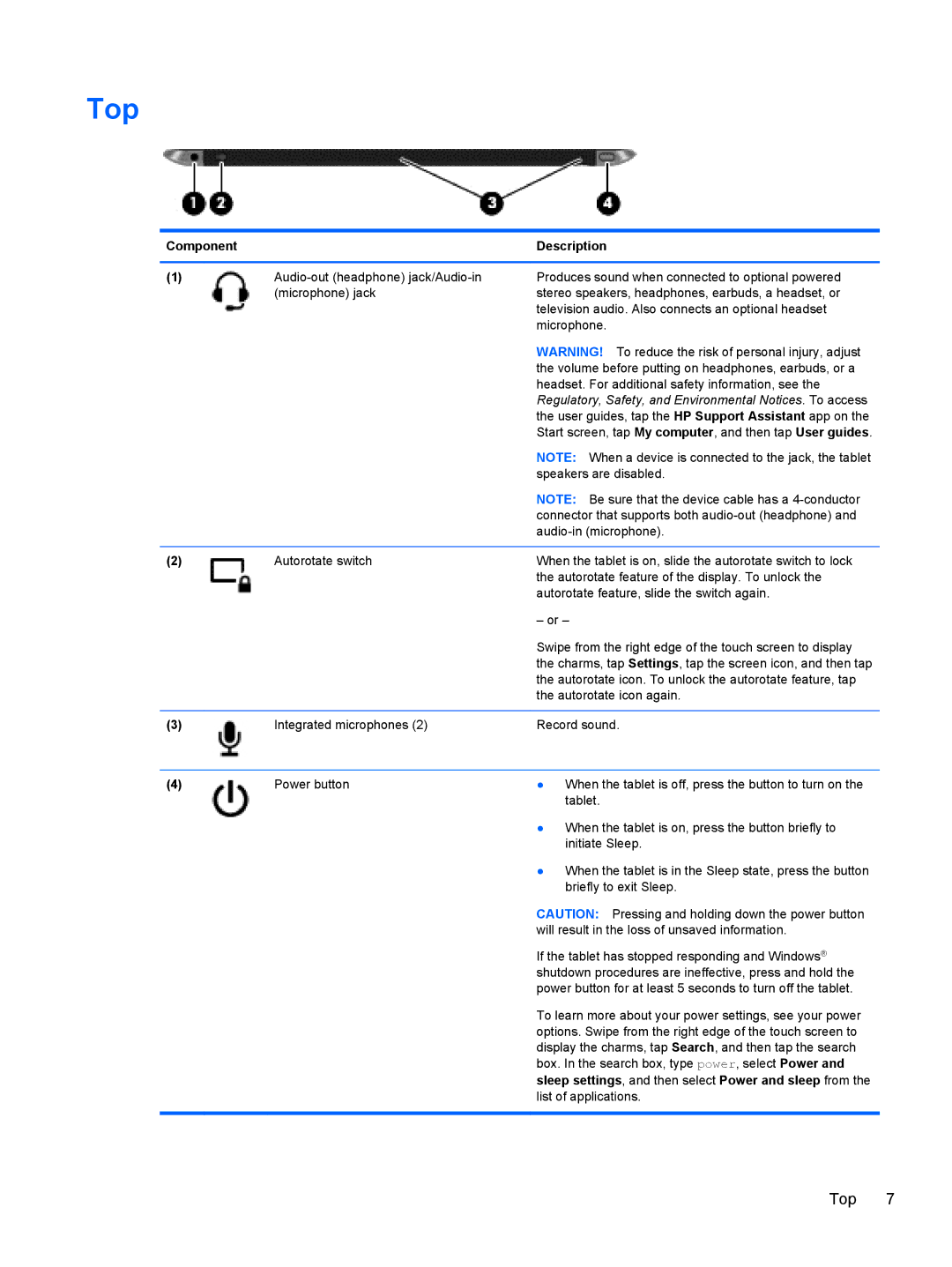 HP 1000 G2 manual Top, Regulatory, Safety, and Environmental Notices . To access 