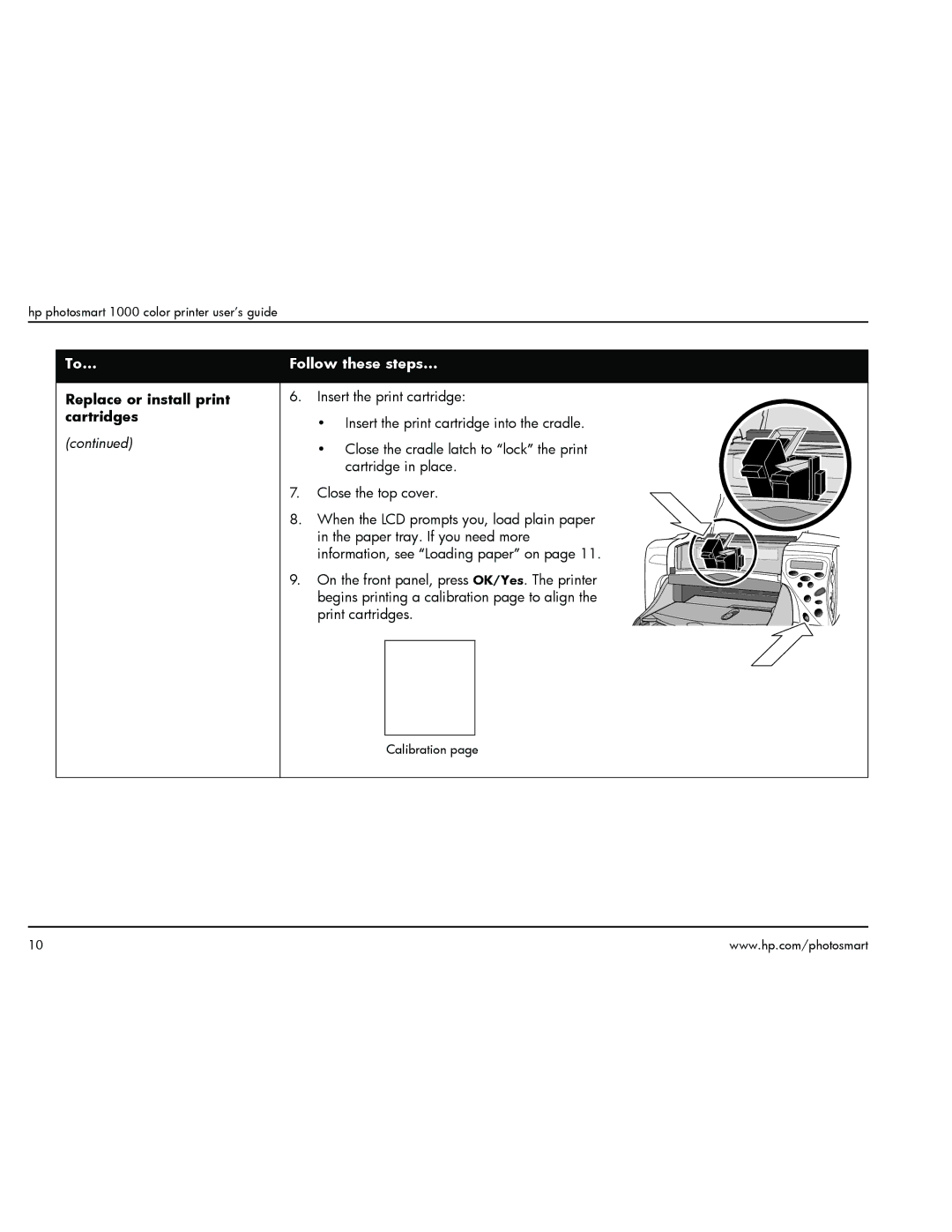 HP 1000 manual Insert the print cartridge 