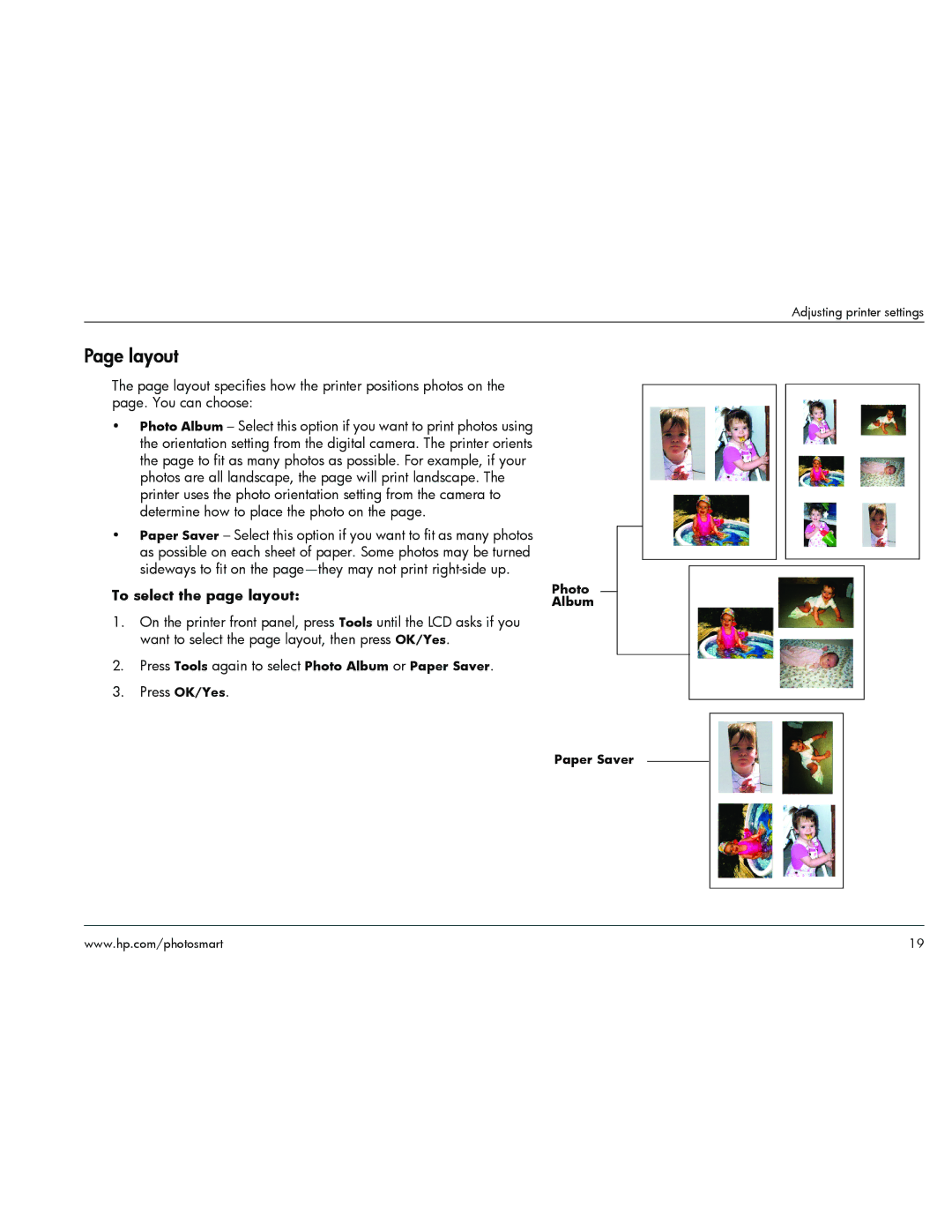 HP 1000 manual Layout, To select the page layout 