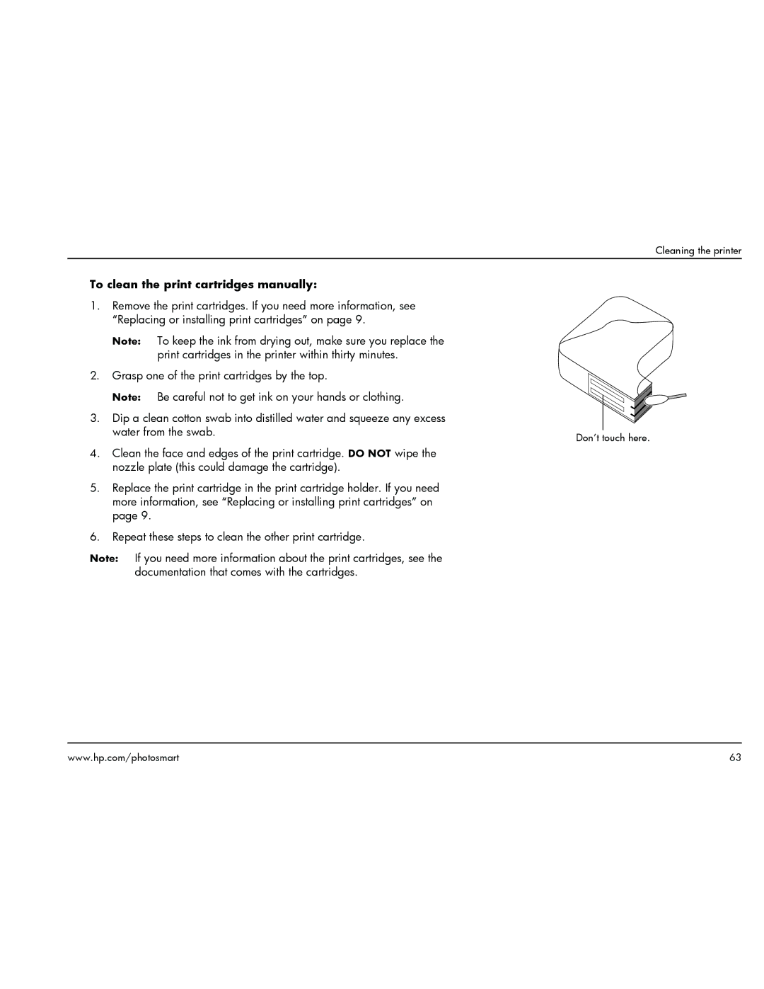 HP 1000 To clean the print cartridges manually 