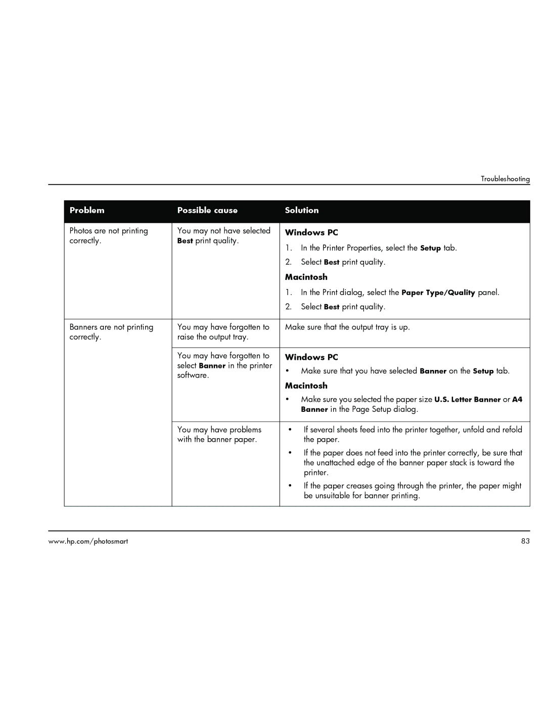 HP 1000 manual Photos are not printing You may not have selected 