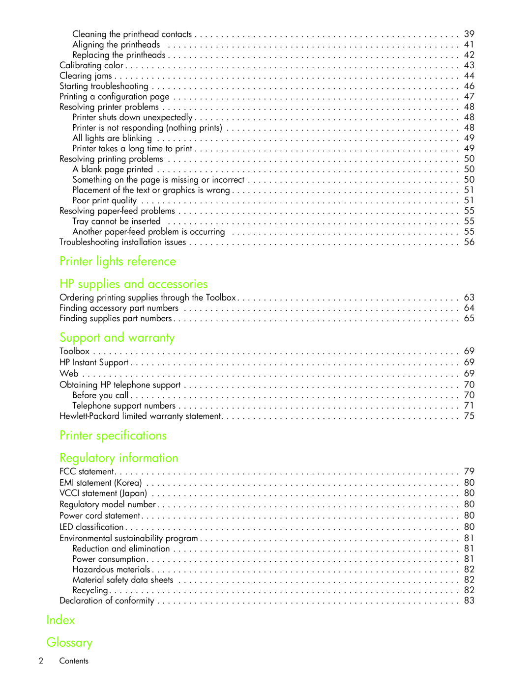 HP 1000 manual Index Glossary 