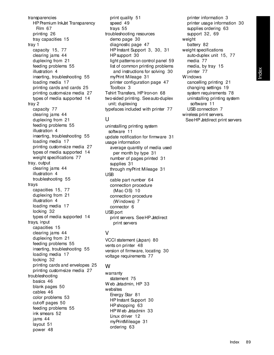 HP 1000 manual Usb 