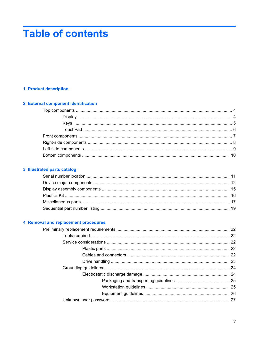 HP 1000 manual Table of contents 