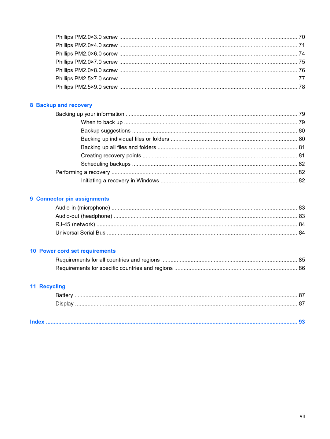 HP 1000 manual Connector pin assignments 