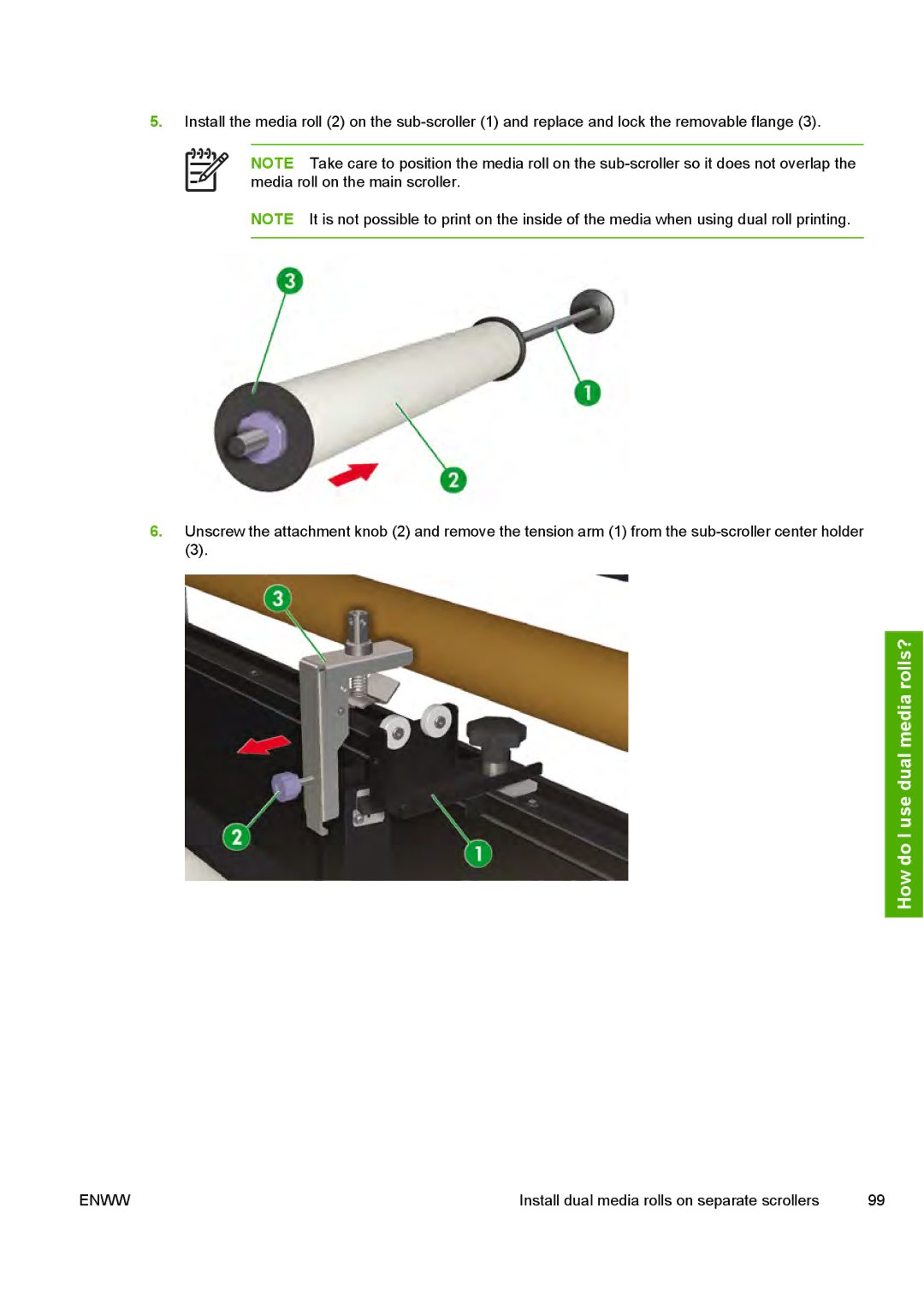 HP 10000s manual How do I use dual media rolls? 