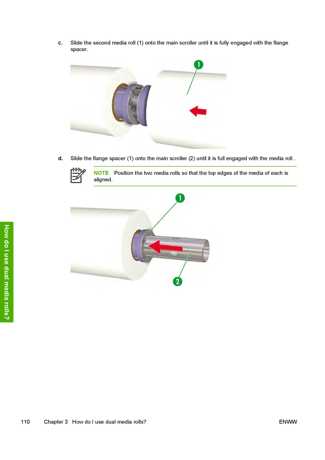 HP 10000s manual How do I use dual media rolls? 