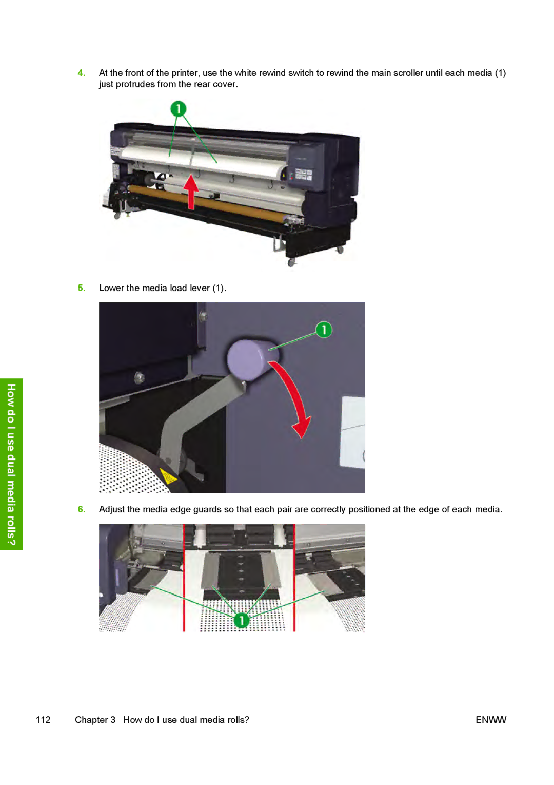 HP 10000s manual How do I use dual media rolls? 