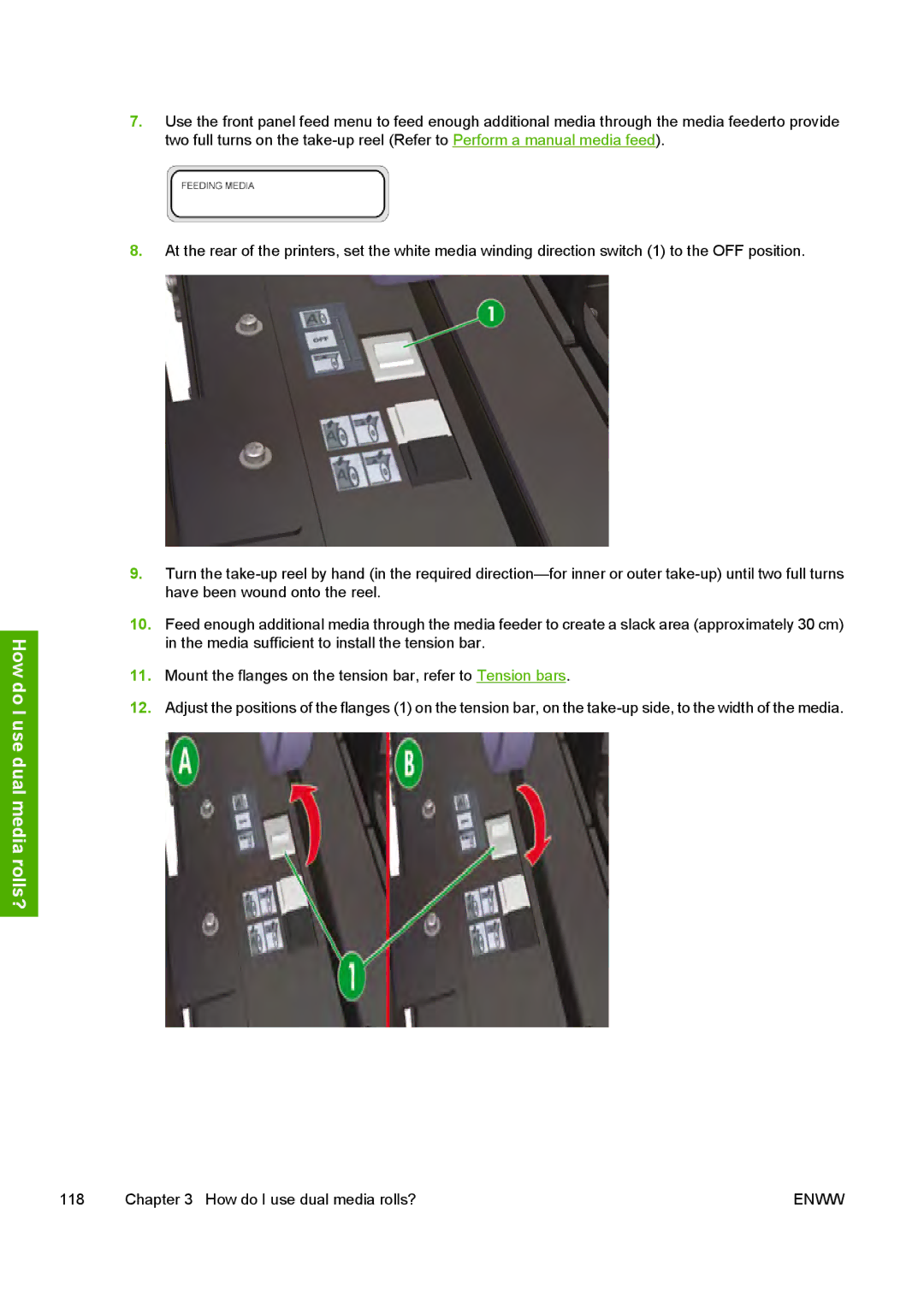 HP 10000s manual How do I use dual media rolls? 