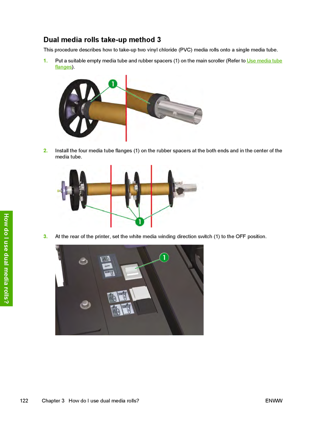 HP 10000s manual Dual media rolls take-up method 