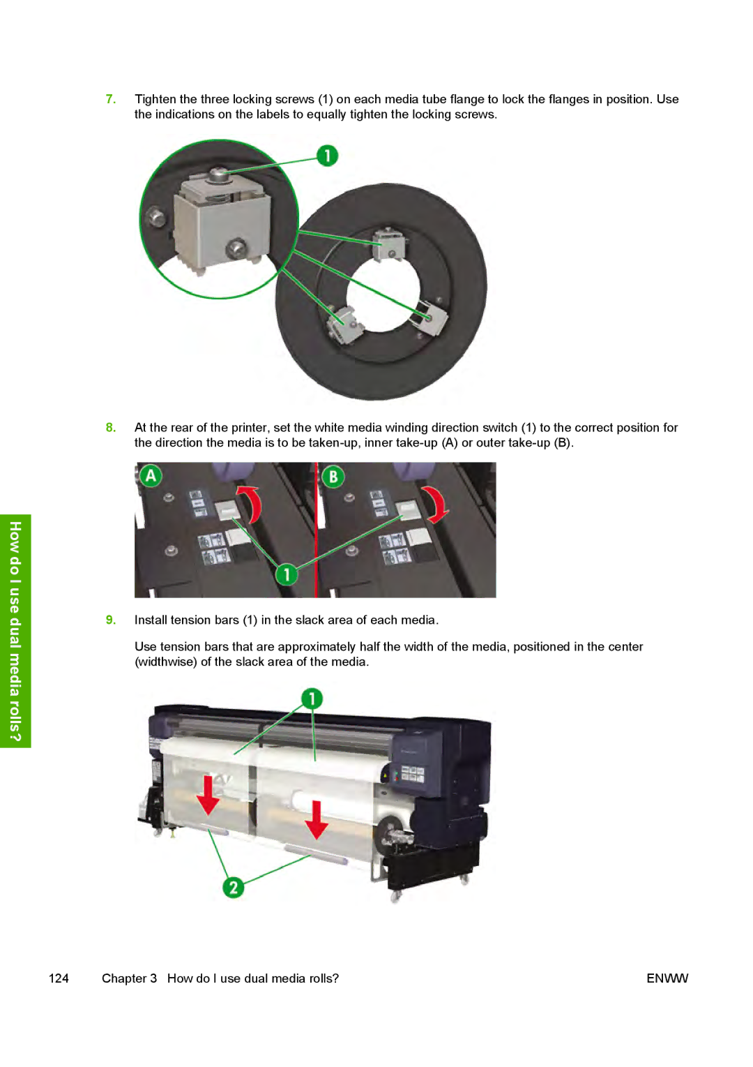 HP 10000s manual How do I use dual media rolls? 