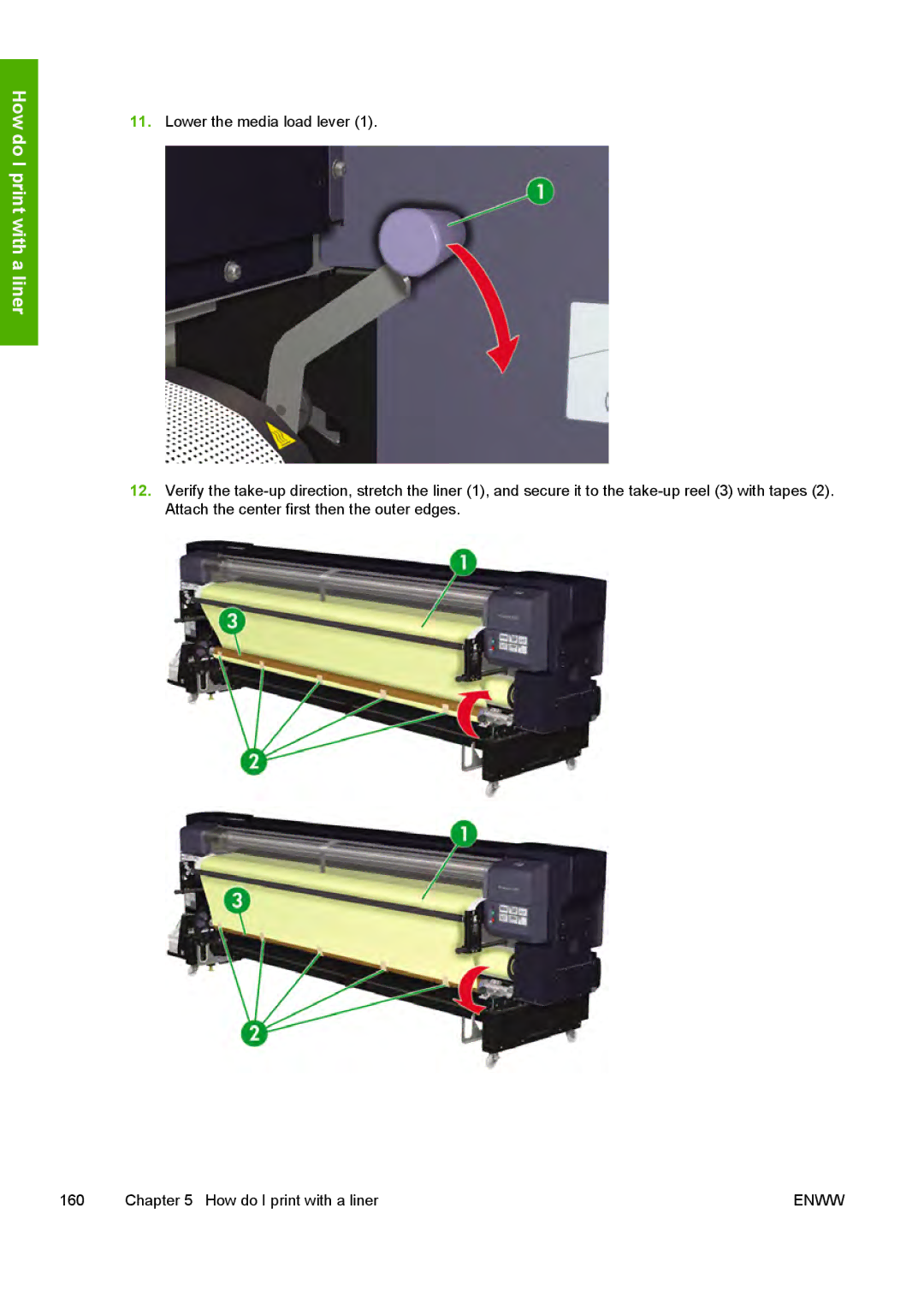 HP 10000s manual How do I print with a liner 