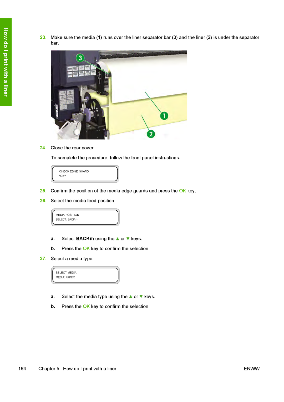 HP 10000s manual How do I print with a liner 