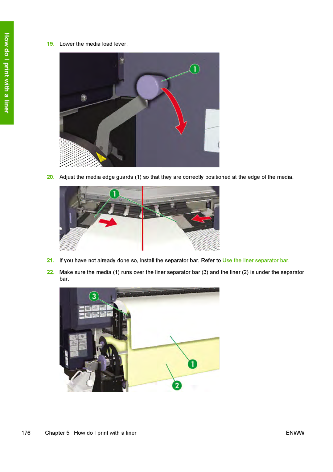 HP 10000s manual How do I print with a liner 