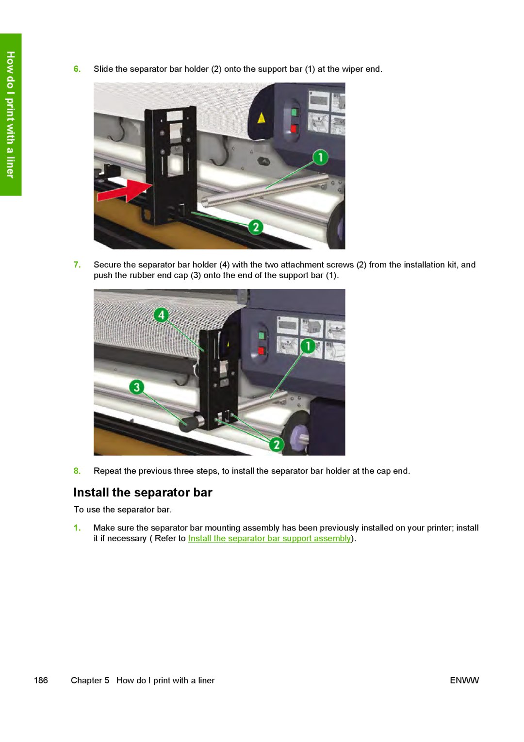 HP 10000s manual Install the separator bar 