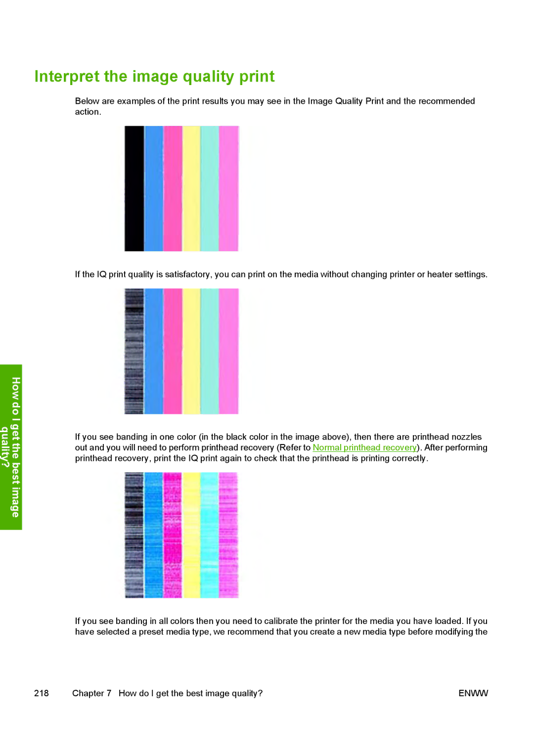 HP 10000s manual Interpret the image quality print 