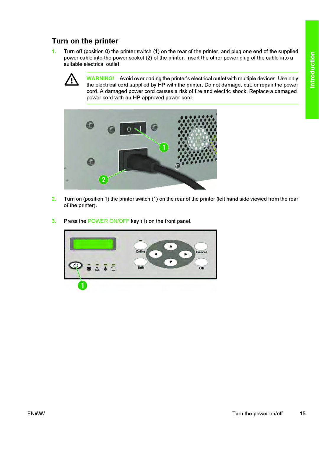 HP 10000s manual Turn on the printer 