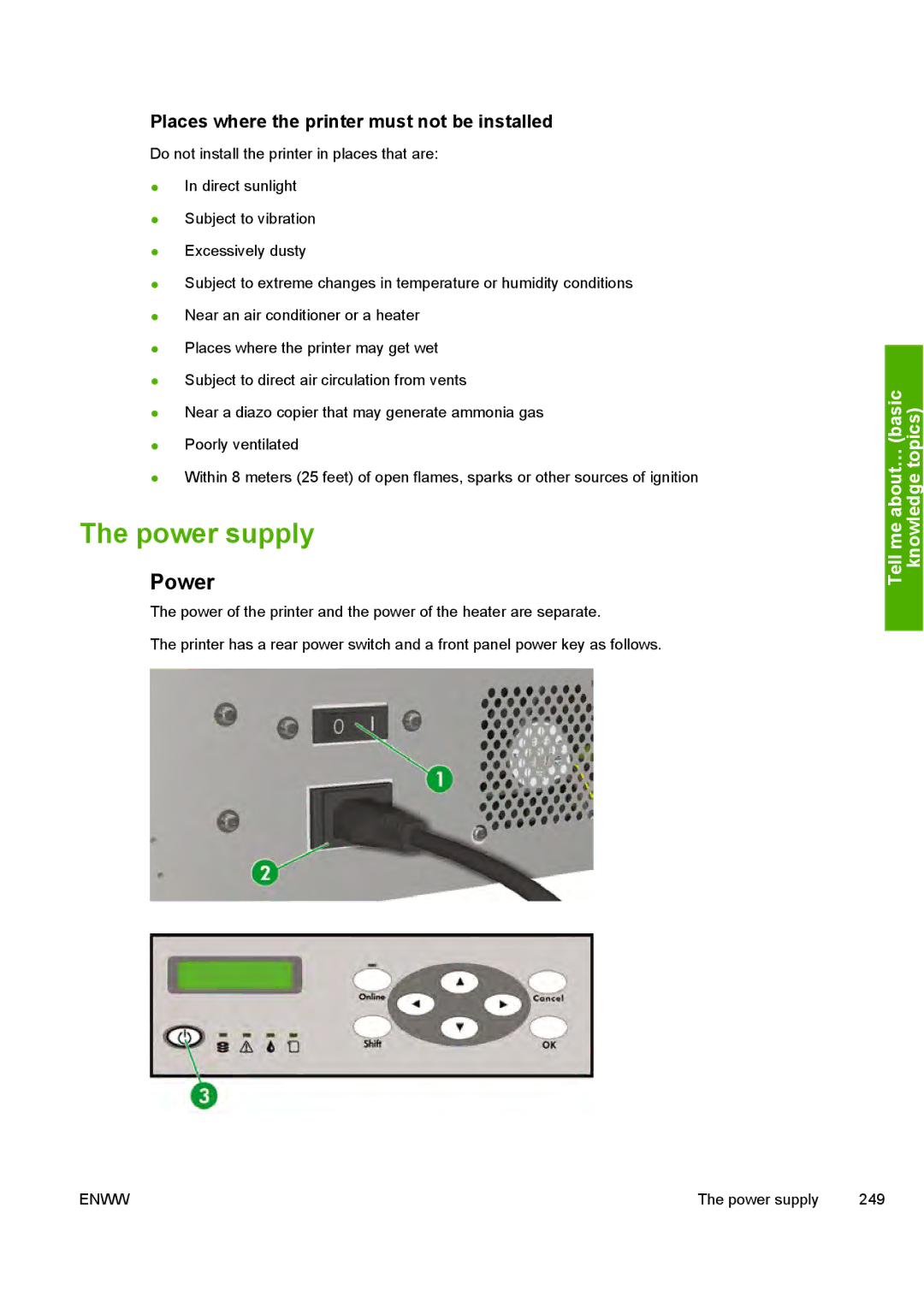 HP 10000s manual Power supply 