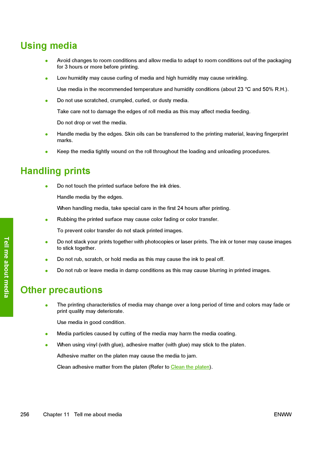 HP 10000s manual Using media, Handling prints, Other precautions 