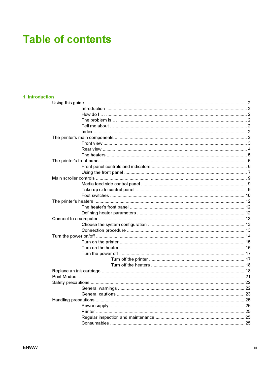 HP 10000s manual Table of contents 