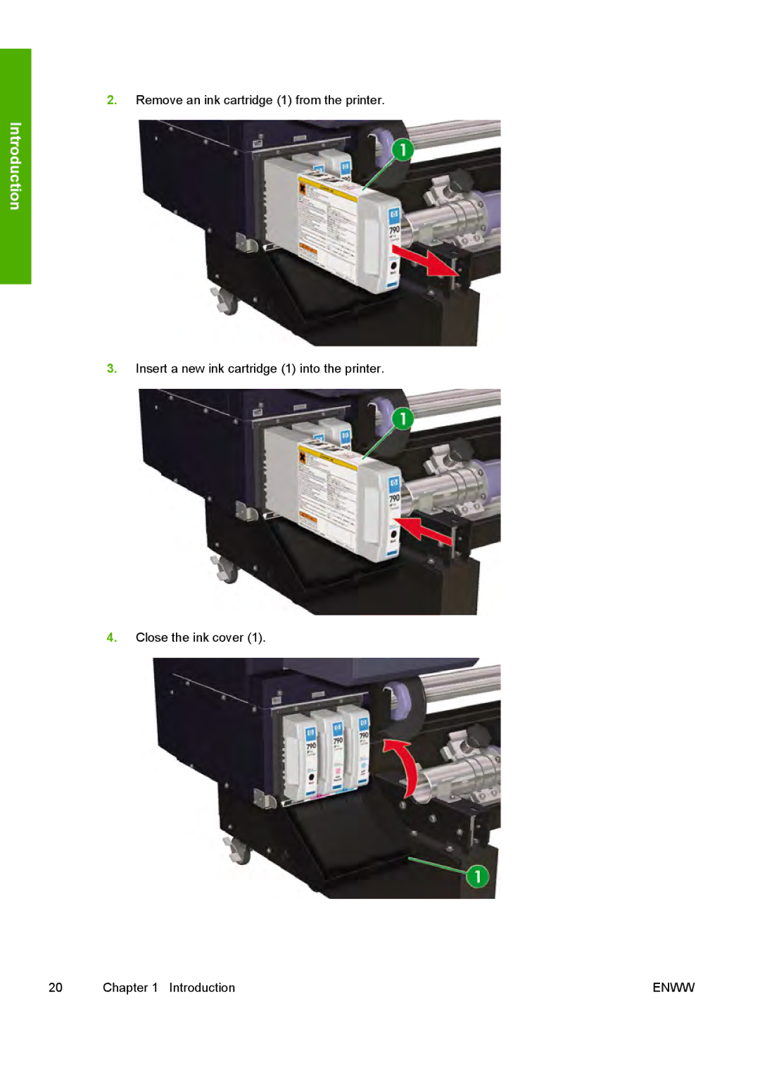 HP 10000s manual Remove an ink cartridge 1 from the printer 