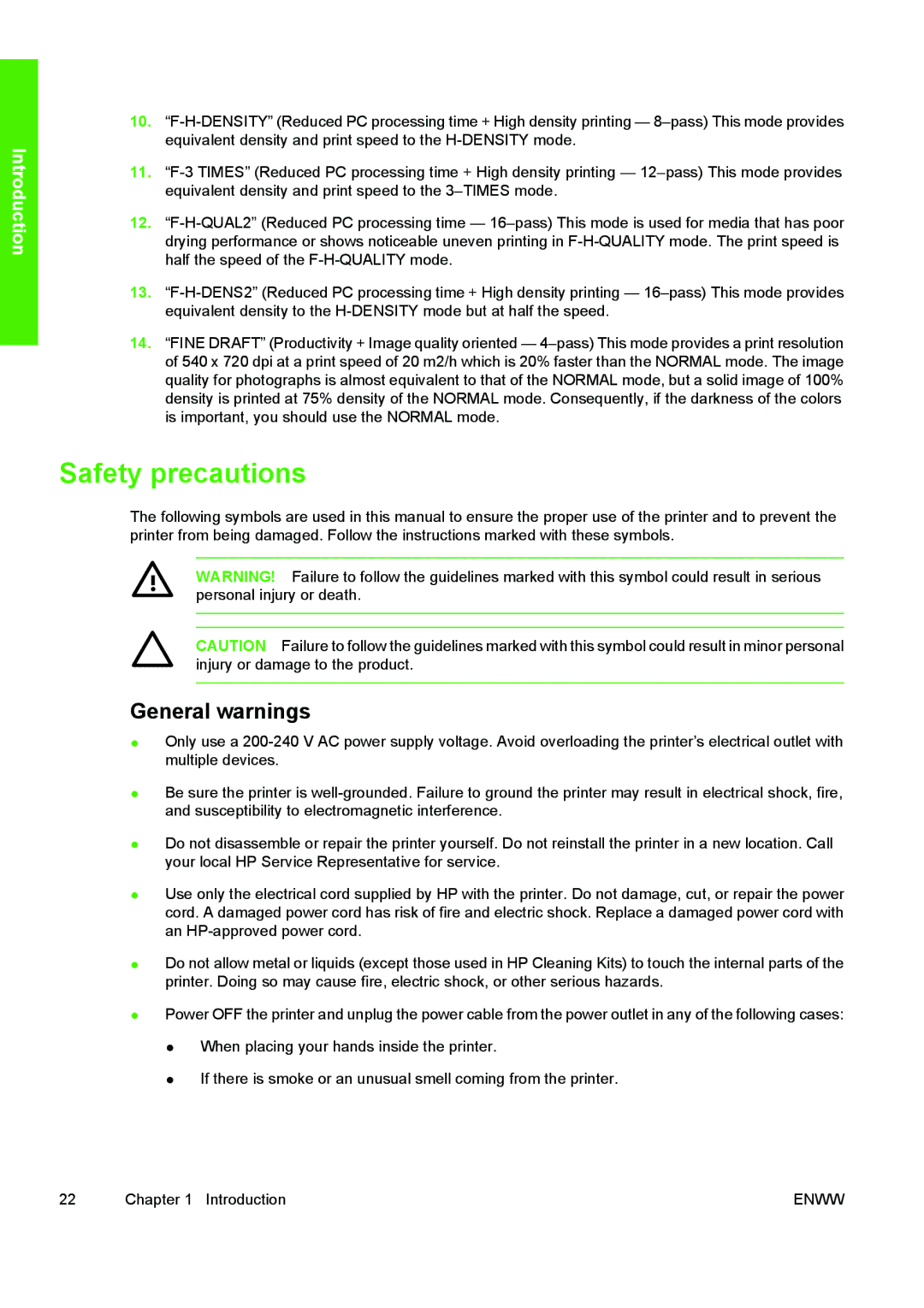 HP 10000s manual Safety precautions, General warnings 