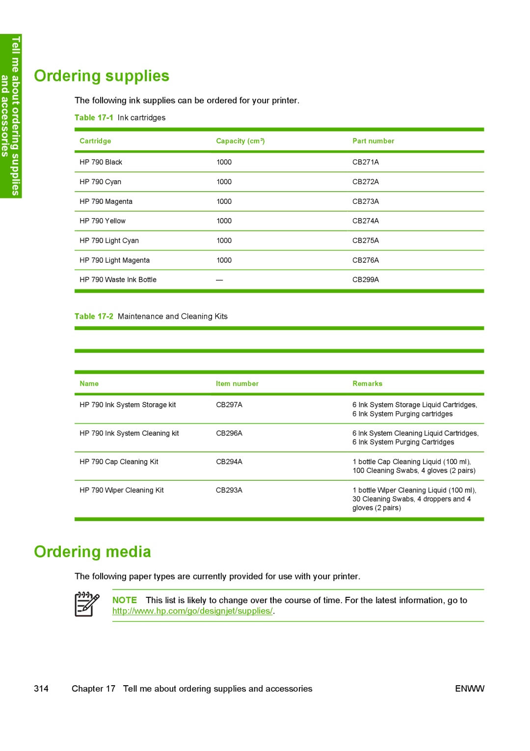 HP 10000s manual Ordering supplies, Ordering media 