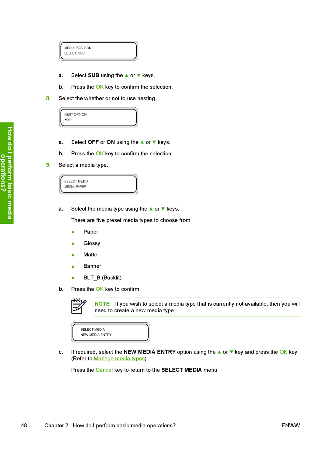 HP 10000s manual How do I perform basic media operations? 