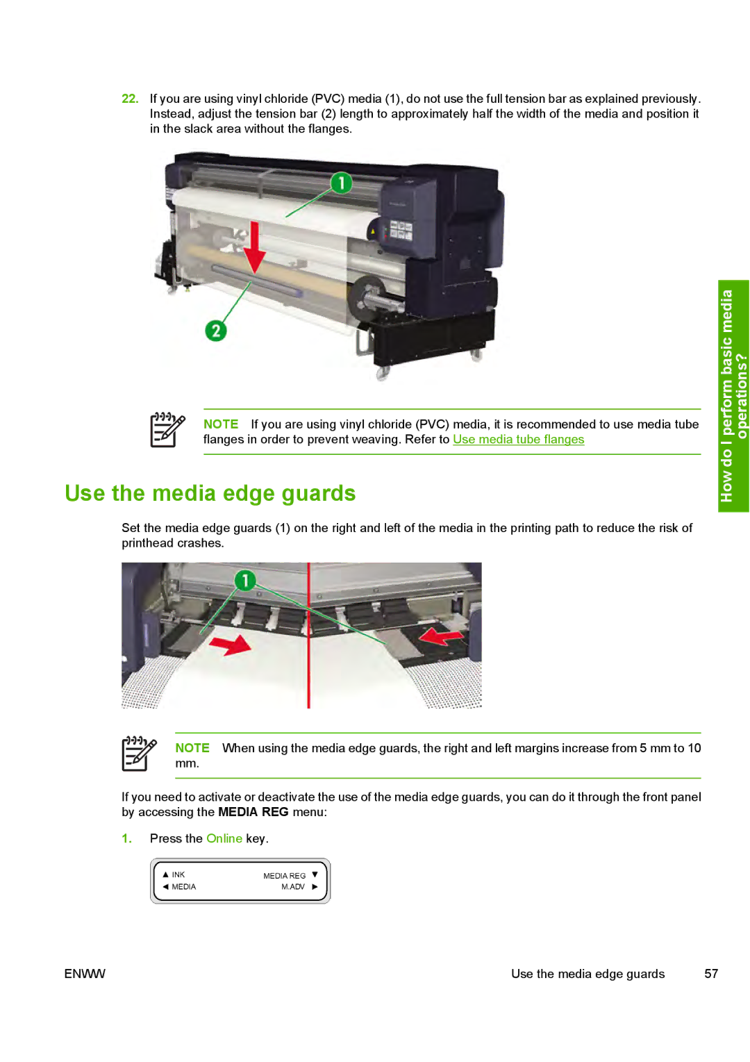 HP 10000s manual Use the media edge guards 