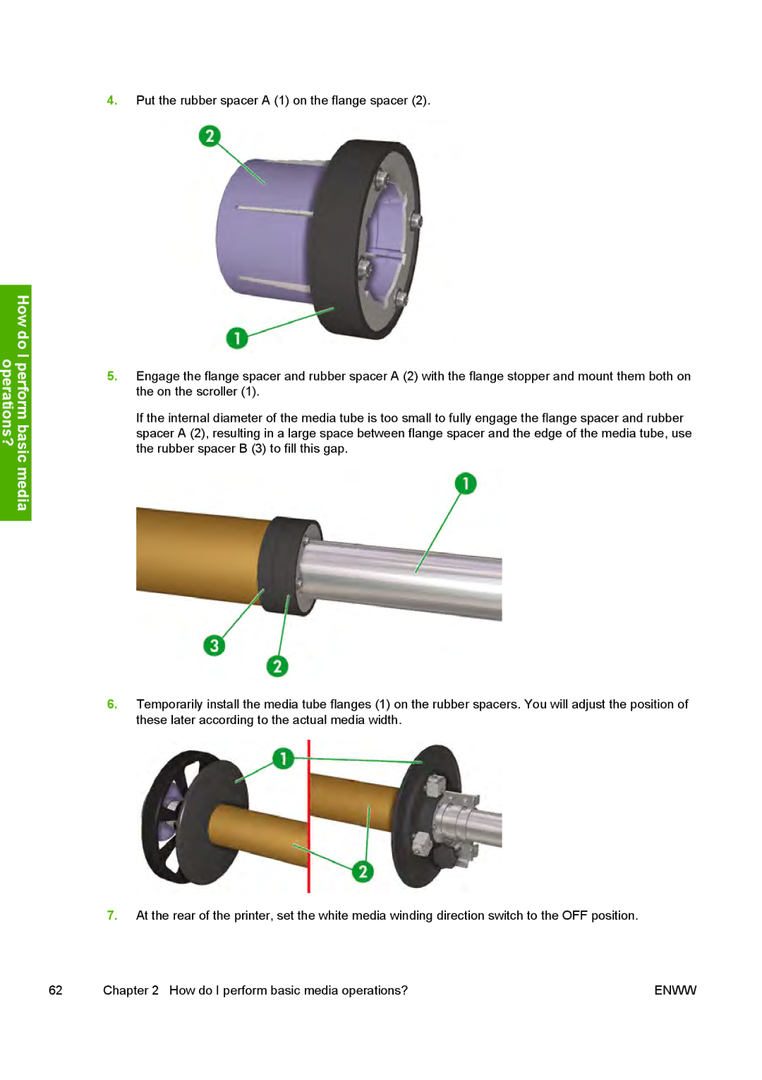 HP 10000s manual Put the rubber spacer a 1 on the flange spacer 