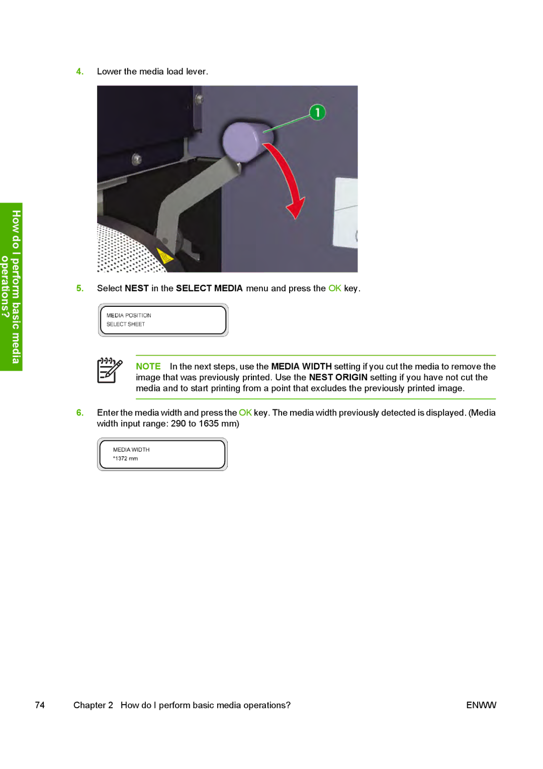 HP 10000s manual Lower the media load lever 