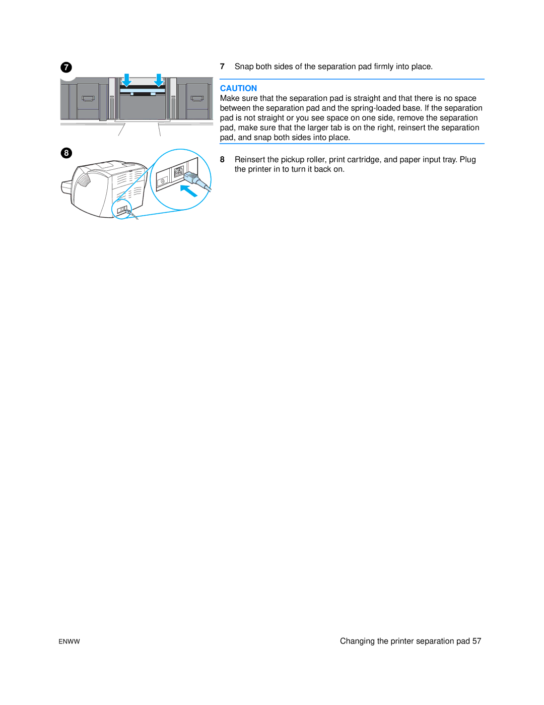 HP 1005 manual Changing the printer separation pad 