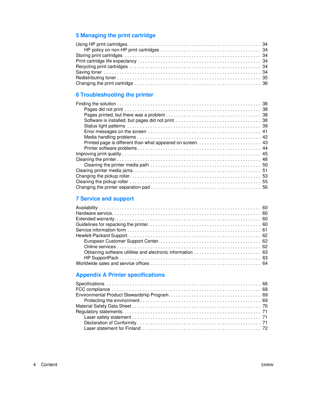 HP 1005 manual Managing the print cartridge 