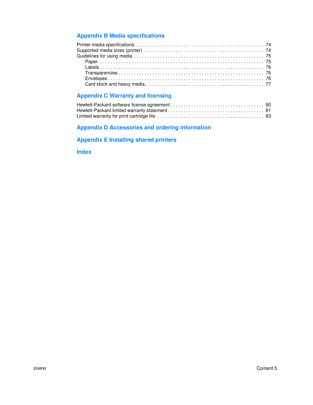 HP 1005 manual Appendix B Media specifications 