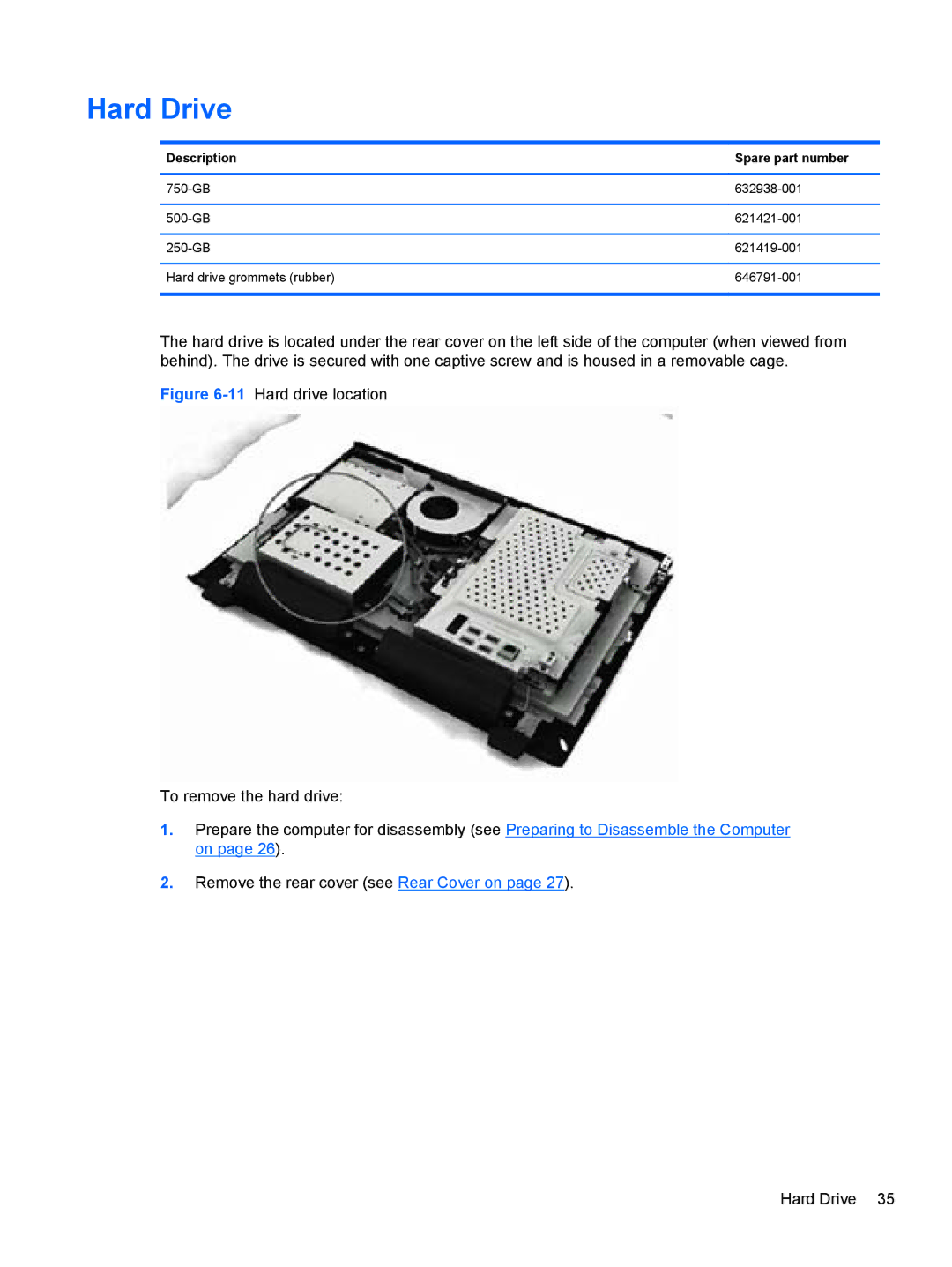 HP 100B manual Hard Drive 